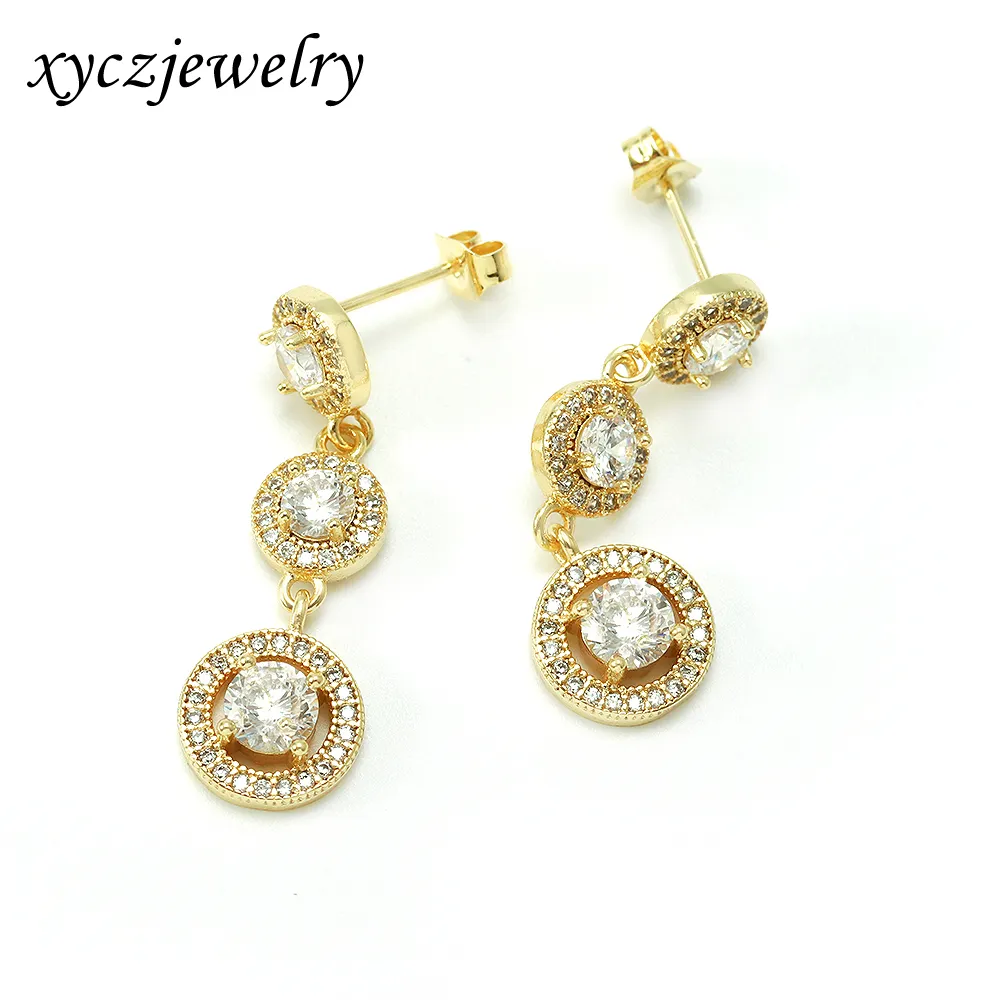 Elegant Long Drop Earrings White Zircon American Style Women Long Jewelry Earrings