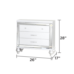 Mesita de Noche Moderna con Espejo, Madera Blanca, Cómoda de 3 Cajones, Muebles para Dormitorio - Product Image 2