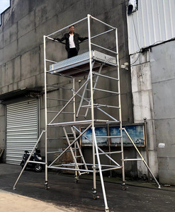 Industrielles Mobiles Aluminium-Gerüst-Set Doppelte Leiter Türgitter Faltbarer Rahmen Leichtgewichtiges Gerüst - Product Image 2