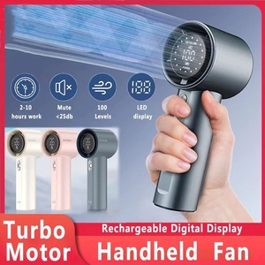 พัดลมมือถือขนาดเล็ก ชาร์จ USB 100 ระดับ จอแสดงผลดิจิตอล ชาร์จซ้ำได้ พัดลมมือถือความเร็วสูงแบบพกพา - Product Image 2