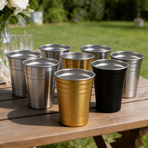 Vasos Reutilizables Apilables de 12oz para Cerveza, Tazas de Acero Inoxidable para Bar, Viajes, Campamento, Vasos Pequeños de Metal para Pint, Venta al por Mayor - Product Image 1