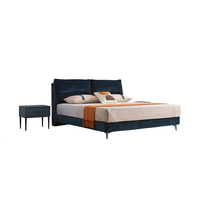 Italienisches Modernes Luxus-Polsterbett Neues Design Massivholz Kaschmirstoff Stauraum Schlafzimmer Doppelbett Weiche Möbel Apartment