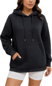 Casual Drawstring Waffle Pullover Fall Tops Loose <b>Long</b> Sleeve Hooded <b>Sweatshirt</b> with Pocket hoodi streetwear - Product Image 2