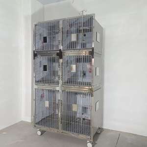 Cage à chien empilable à trois niveaux, double porte, design minimaliste et silencieux, <span class=keywords><strong>pour</strong></span> usage domestique et commercial - Product Image 6