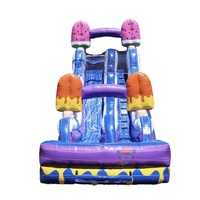 Nouveau style 2026 Toboggan aquatique commercial double gonflable en PVC de haute qualité pour extérieur, thème crème glacée, avec petite piscine et souffleur, facile à louer