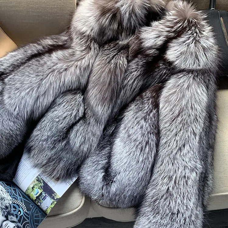 Fashion luxury natural color oversized coat real fox fur coats womens winter fur coat