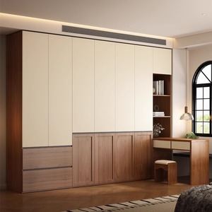 <span class=keywords><strong>Armoire</strong></span> moderne en bois avec accents en <span class=keywords><strong>rotin</strong></span>, meuble de rangement multifonctionnel pour chambre à coucher, meuble de placard de style nordique - Product Image 1