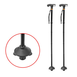 Bâton de marche télescopique en alliage d'aluminium T7002, léger et pliable, pour la randonnée en plein air, avec embout en caoutchouc et quatre pieds antidérapants - Product Image 2