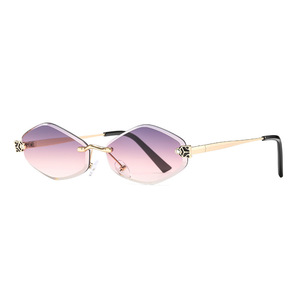 Gafas de Sol Estilo Europeo Ojo de Gato, Montura Metálica Sin Marco, UV400, Unisex, Diseño Moderno para Streetwear, Tipo 3 - Product Image 2