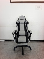 Chaise de Gamer Ergonomique avec Support Lombaire Réglable, Chaise de Jeu en Tissu Grande et Haute avec Repose-Pieds