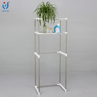 Support de machine à laver multifonctionnel réglable à trois niveaux en acier inoxydable de bonne qualité pour salle de bain (à placer derrière la machine à laver/sèche-linge)