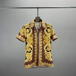 Camisa de lapela casual para homens, camisa versátil com manga curta impressa, comércio externo europeu e americano, avatar hanafkami, novo, 2023