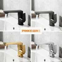 Robinet mitigeur de lavabo en céramique à poignée unique au design moderne avec eau chaude/froide pour lavabo de salle de bain