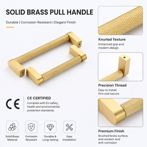 Electrodomésticos tira manijas moleteadas de oro europeo 192mm 12 pulgadas puerta de armario armario de cocina manija de latón - Product Image 3