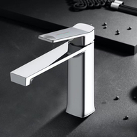 Robinet de lavabo monocommande pour salle de bain, avec flexibles d'arrivée de 60 cm, idéal pour projets hôteliers (vente en gros)