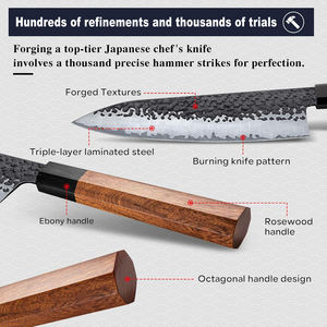Cuchillo Japonés de 8 Pulgadas, Forjado a Mano, 5 Capas de Acero con Alto Contenido de Carbono 9CR18MOV, Mango de Madera de Palisandro, Cuchillo de Cocina para Chef, para Regalo - Product Image 2