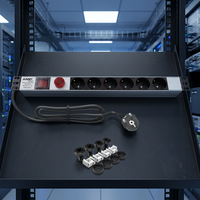 Bloc d'alimentation industriel 1U Amp Connect 19 avec 6 prises Schuko et compteur de tension/ampérage 16A 250VAC