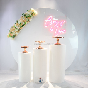 Iangel tùy chỉnh hiện đại vuông <span class=keywords><strong>Acrylic</strong></span> đám cưới plinth xi lanh tròn đứng với nhãn dán logo cho triển lãm - Product Image 4