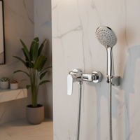 Robinet de douche mural moderne en laiton à poignée unique, chaud/froid, avec douchette à main, pour appartement et hôtel, usage extérieur - Prix de gros