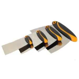 4PC不锈钢刮刀套装油灰刀手动刮刀用于干墙喷漆软手柄刮刀