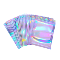 Sacs à fermeture éclair perforés 7,5*10cm 9*12cm 10,5*15cm 12*20cm 14*20cm, étanches, de qualité alimentaire, pour bijoux, étuis de téléphone, en plastique holographique