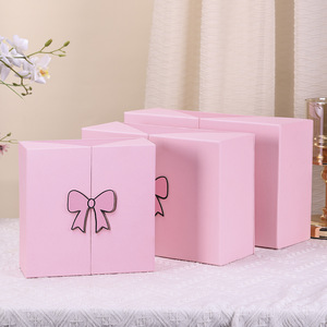 Caja de Regalo de Cartón con Diseño de Doble Lazo Cuadrado Rosa <span class=keywords><strong>para</strong></span> <span class=keywords><strong>Cumpleaños</strong></span>, Día de San Valentín y Día de la Madre - Product Image 5