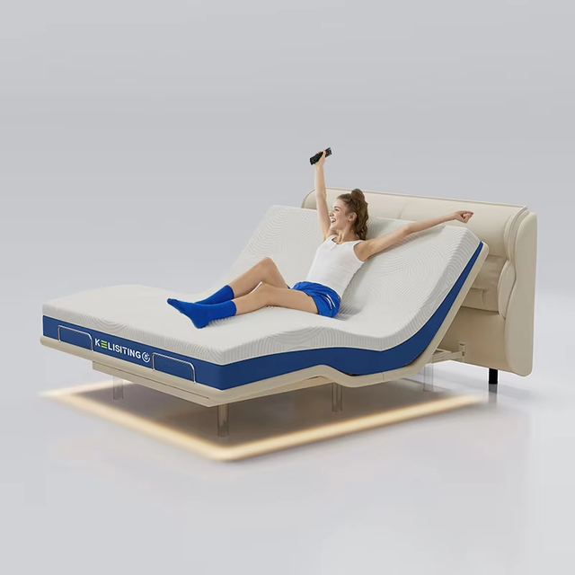 Wireless Remote Control Adjustable Electric Bed With Massager Adjustable Smart Bed Frame