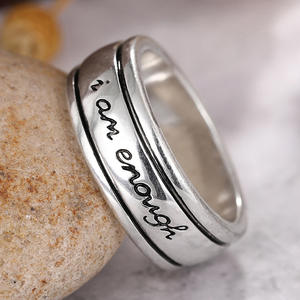 Anillo de Acero Inoxidable T0941, Estilo Rústico, Grabado 'I Am Enough', Unisex, Joyería para Regalo - Product Image 6