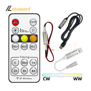 Mini <span class=keywords><strong>LED</strong></span> CCT điều khiển từ xa DC 5V 12V 24V 8A 2CH kép màu <span class=keywords><strong>Dimmer</strong></span> với từ xa không dây RF 16 phím thời gian Thiết lập thời gian điều chỉnh thời gian - Product Image 1