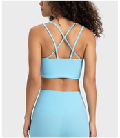 Vente en gros de soutien-gorge de yoga sexy pour femme dos croisé soutien-gorge d'entraînement sportif coussinets fixes côtelés bretelles fines filles actives de grande taille