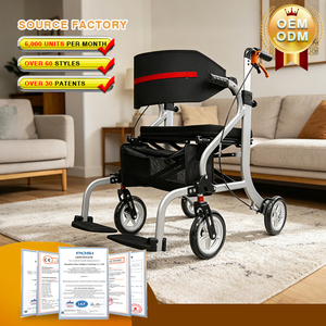 Easy Folding Aluminum Alloy <strong>Walker</strong> <strong>Rollator</strong> for Elderly-Multi-functional Four-wheel Shopping Rehabilitation Therapy Supplies - Product Image 1