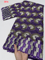 Tissu en Dentelle Suisse 3816 Lourdement Perlé Brodé Lafaya Tissus Africains 100% Coton Dentelle Suisse Voile Style Populaire de Dubaï