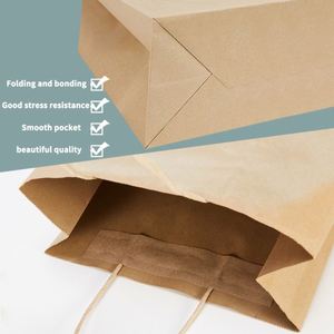 Recyclable Kraft Paper Tote Bag with Custom Logo Printing Hand Length Handle Food Packaging for Pizza & Milk - Product Image 4