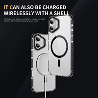 Cadre entièrement enveloppé Crystal Transparent TPU + PC Magnetic Strong Protection Case pour IP16 17 ou version ultérieure