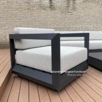 Hangkai Luxuriöse Moderne Zeitgenössische Wetterfeste Aluminium-Gartenmöbel-Sets für Hotel-Innenhof Park Kaffeetisch Sofa-Set