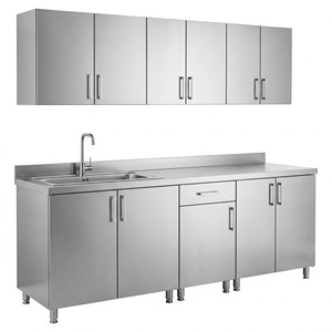 Juego <span class=keywords><strong>de</strong></span> <span class=keywords><strong>Muebles</strong></span> <span class=keywords><strong>de</strong></span> <span class=keywords><strong>Cocina</strong></span> <span class=keywords><strong>de</strong></span> Acero Inoxidable SUS304 <span class=keywords><strong>de</strong></span> Grado Comercial, Moderno, Minimalista, Impermeable, <span class=keywords><strong>para</strong></span> Exteriores - Product Image 1