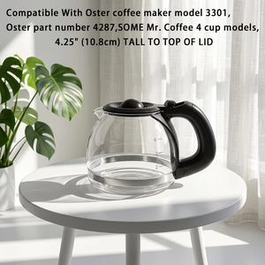 Jarra de Café de Vidrio Borosilicato Transparente de 4 Tazas, Ecológica, con Tapa, Estilo Americano, Marca <span class=keywords><strong>Oster</strong></span> - Product Image 3