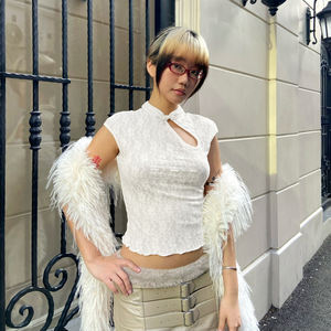 เสื้อยืดแฟชั่นสไตล์โอเรียนทัล ลายลูกไม้ฉลุลาย  ทรงปกติสำหรับผู้หญิง สีพื้น เสื้อเบลาส์ลำลอง ท็อปฤดูร้อน พิมพ์ลายดิจิทัล - Product Image 3