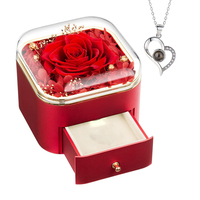 Nouvelle tendance 2024 unique immortel Rose anneau boîte à bijoux coloré infini fleur préservée éternelle Rose boîte avec collier d'amour