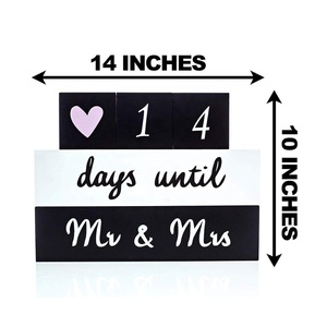 Calendario de escritorio de bloque de madera de Adviento de cuenta regresiva de boda personalizada - Product Image 5