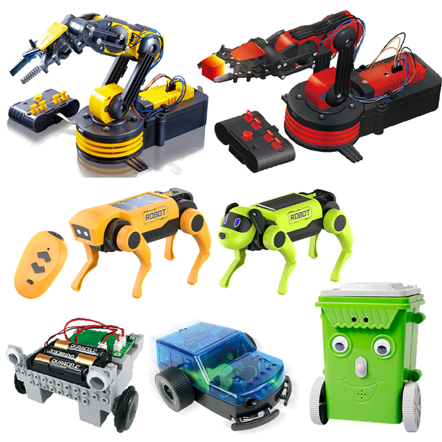 DIY Solar-powered Programming Robot Assemble STEAM Kit Wireless Robotic Arm 2.4G Remote Control Robot RC Toys for Kids