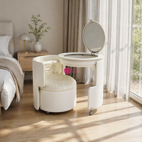 Yicheng Beauty Nouvelle Coiffeuse Mobile Simple Crème avec Miroir pour Chambre à Coucher Compacte