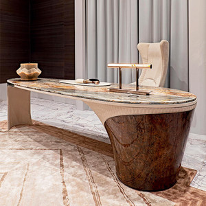 Bureau exécutif de luxe en marbre italien avec tiroirs multifonctionnel de luxe pour patrons, villas et bureaux à domicile - Product Image 3