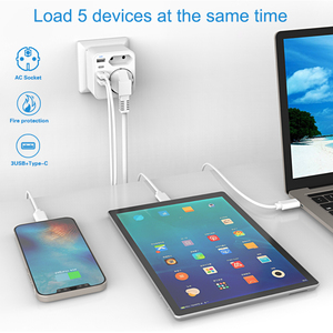 Adaptateur de voyage 3USB-A + Type-C EU vers AU 2 broches vers 3 broches Ataptor pour appareil électronique de voyage pour l'allemand, la France et l'espagnol - Product Image 5
