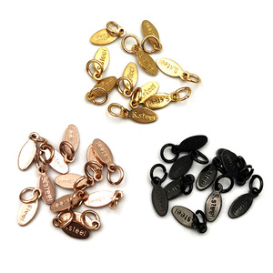 Colgante ovalado de acero inoxidable con anillo abierto para la creación de joyería DIY en colores dorado, oro rosa, negro y plateado. - Product Image 2