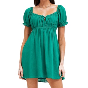 Nouvelle robe courte décontractée d'été pour femme, coupe ample, manches bouffantes, col carré, style skater - Product Image 1