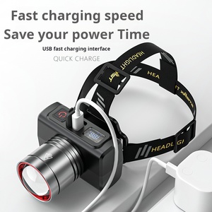 Lampe frontale LED à zoom télescopique haute luminosité, interrupteur à bouton-poussoir, indice de protection IP65, faisceau réglable, batterie rechargeable - Professionnel pour l'extérieur - Product Image 2