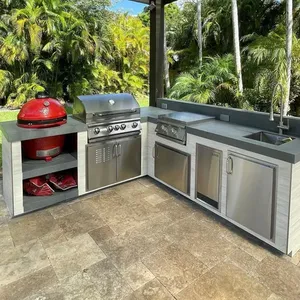 Vermonhouzz Modular nhà bếp thiết kế thép không gỉ ngoài trời tủ bếp cho vườn nấu ăn với tủ lạnh và bồn rửa - Product Image 1