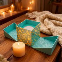 Boîtes en carton rigide à double porte, personnalisables avec logo, pour parfums et bougies parfumées, avec insert en carton gris