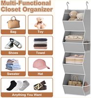 Organisateur de placard suspendu pliable à 6 niveaux pour armoire avec poches en filet et design moderne